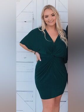 Dainty Hooligan Deep Teal V-Neck Dress